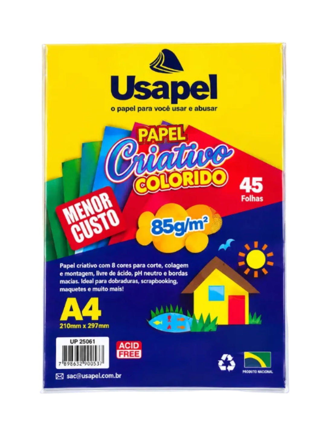 PAPEL A4 CRIATIVO 8 CORES 85G R25061 C/45FLS
