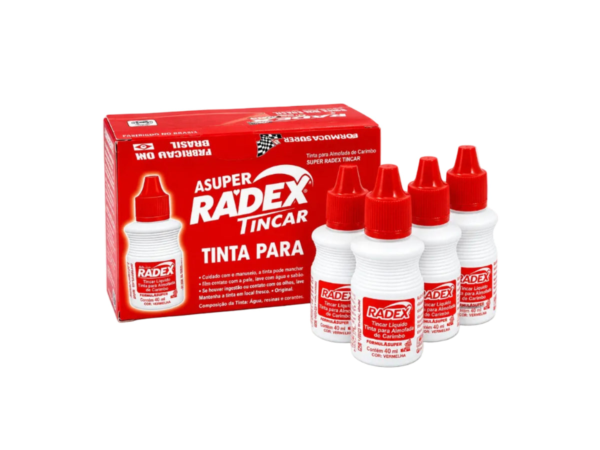 TINTA P/ CARIMBO RADEX TINCAR 40ML VERMELHO