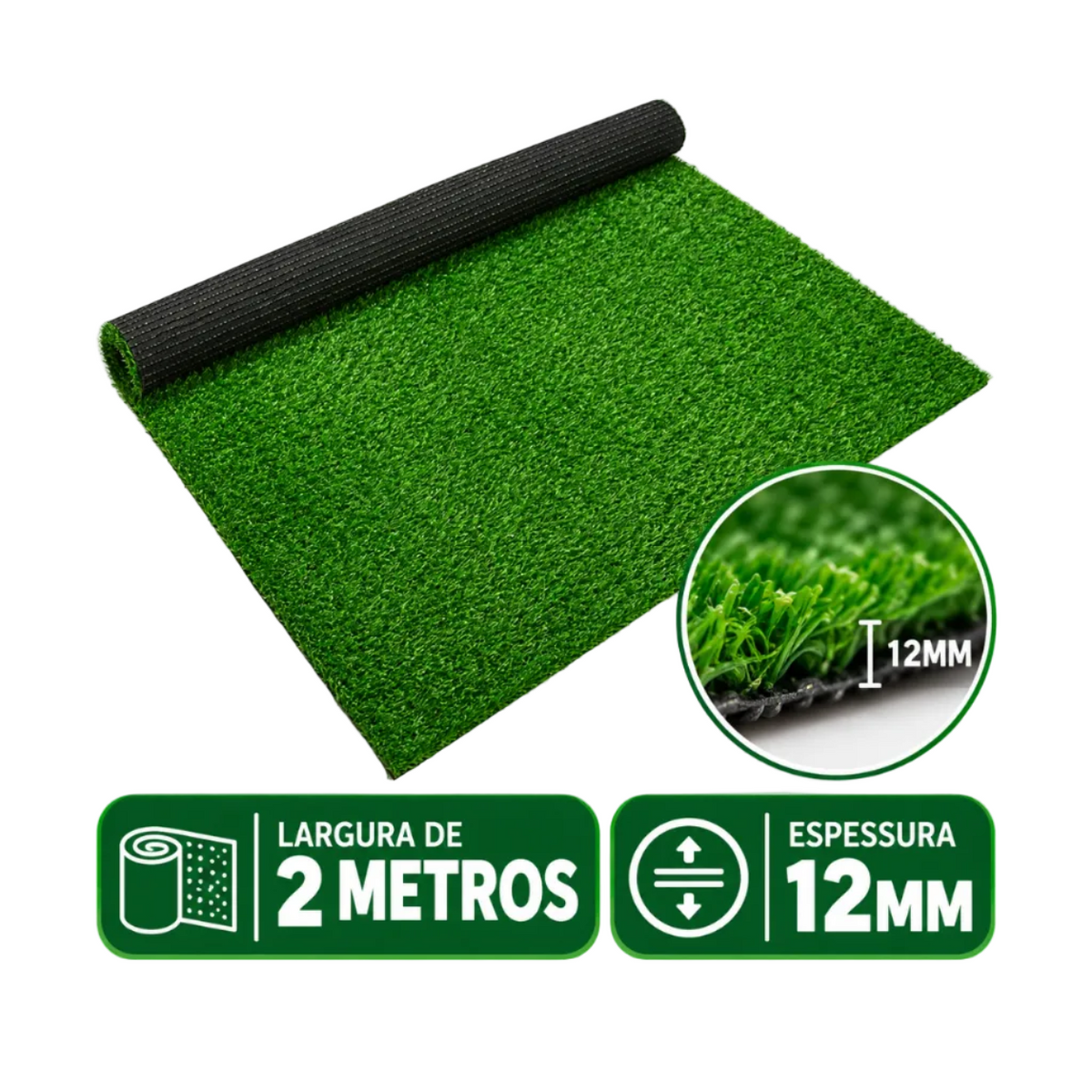 GRAMA SINTETICA IMP 12MM X 2LG VERDE